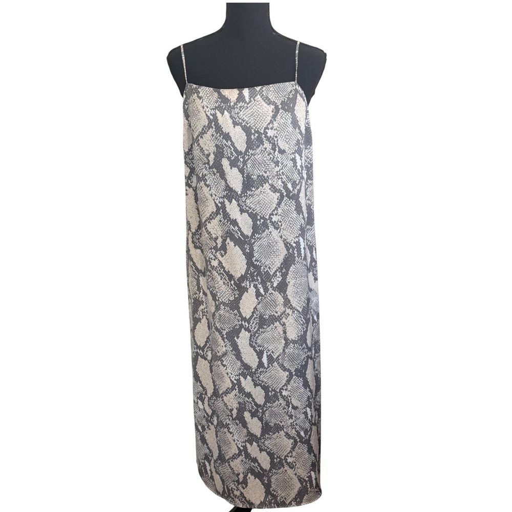 HM Womens Snakeskin Print Midi Slip Dress S Mob Wife Animal Print Edgy Layering